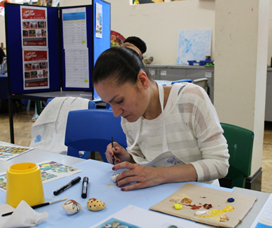 Lady doing art activity