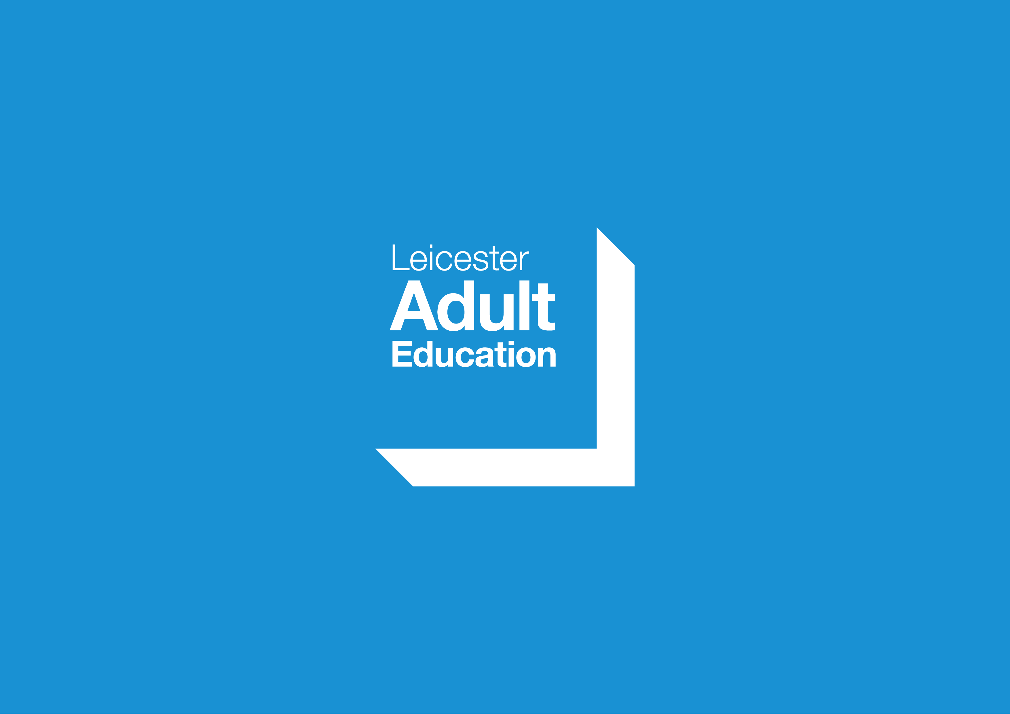 Leicester Adult Education logo on blue background