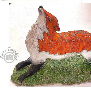 Learner, Karen's, artwork. Pottery Fox.