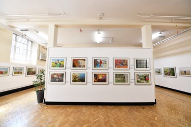 Leicester Adult Education Lower Gallery with Artwork up